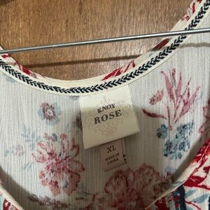 Knox Rose Red and Blue Floral Blouse